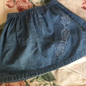 VINTAGE REWORKED DENIM FISH CIRCLE SKIRT